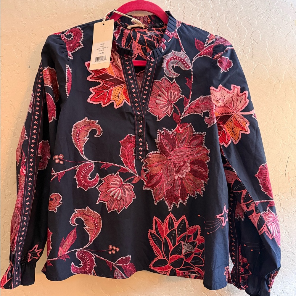 Belk Black and Red Floral Blouse